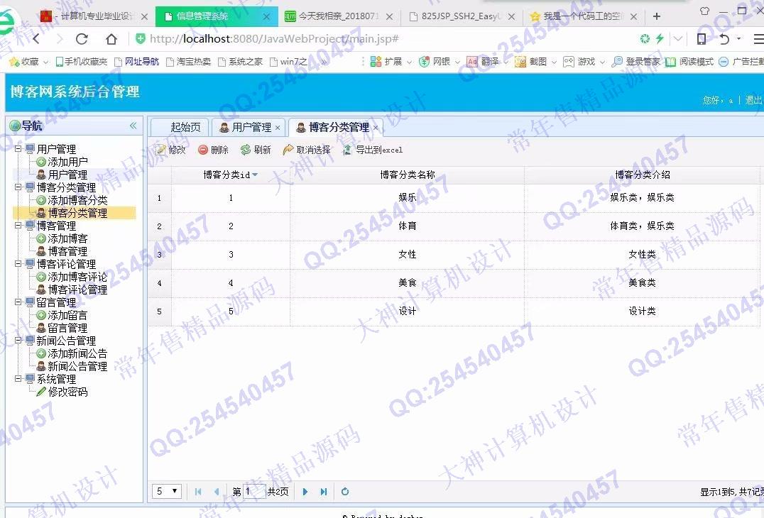 计算机源码设计实例-916大神JSP基于SSM多用户个人博客响应式网站设计截图