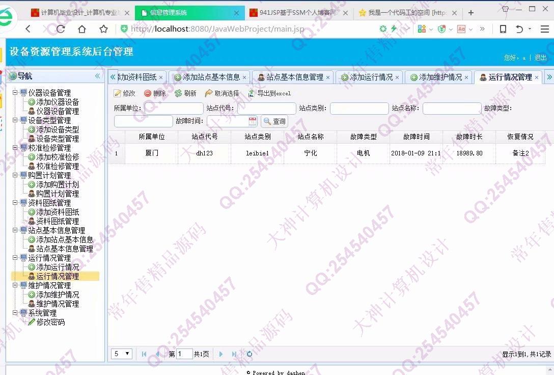计算机源码设计实例-942JSP基于SSM电力监测中心设备资源管理系统截图