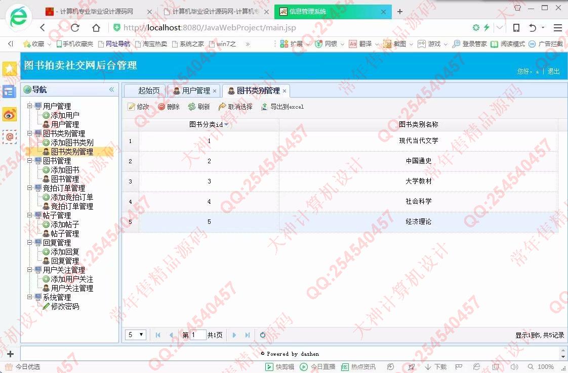 计算机源码设计实例-950大神JSP基于SSM图书拍卖社交网站设计截图