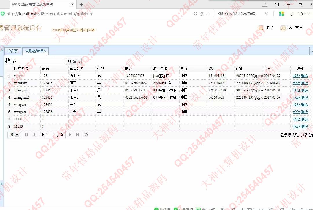 计算机源码设计实例-963SSM_shiro网上求职招聘网站截图