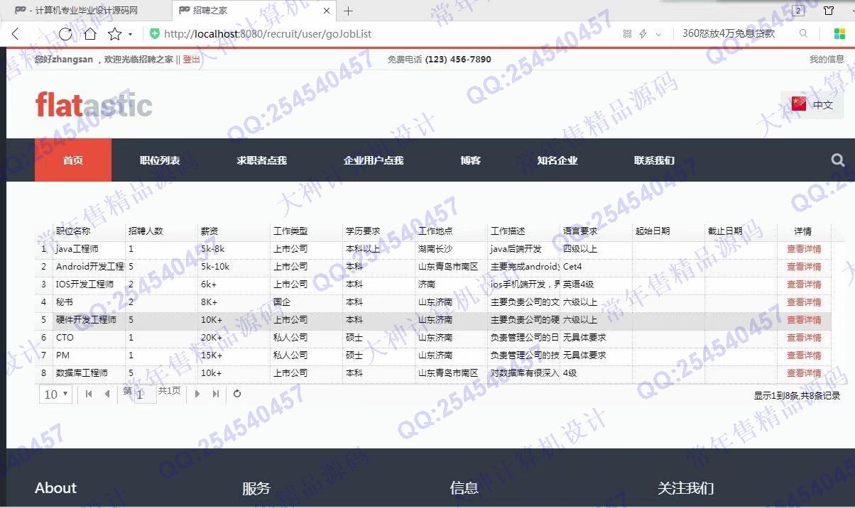 计算机源码设计实例-963SSM_shiro网上求职招聘网站截图