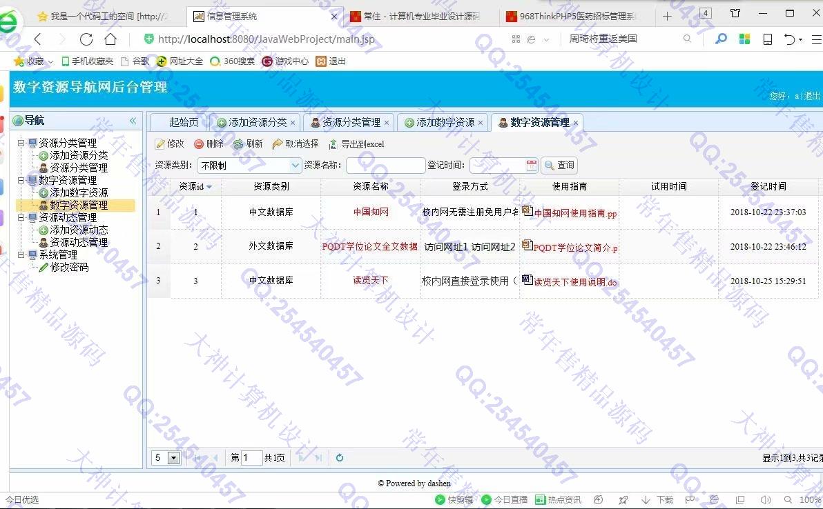 计算机源码设计实例-969大神JSP基于SSM图书馆数字资源导航网截图