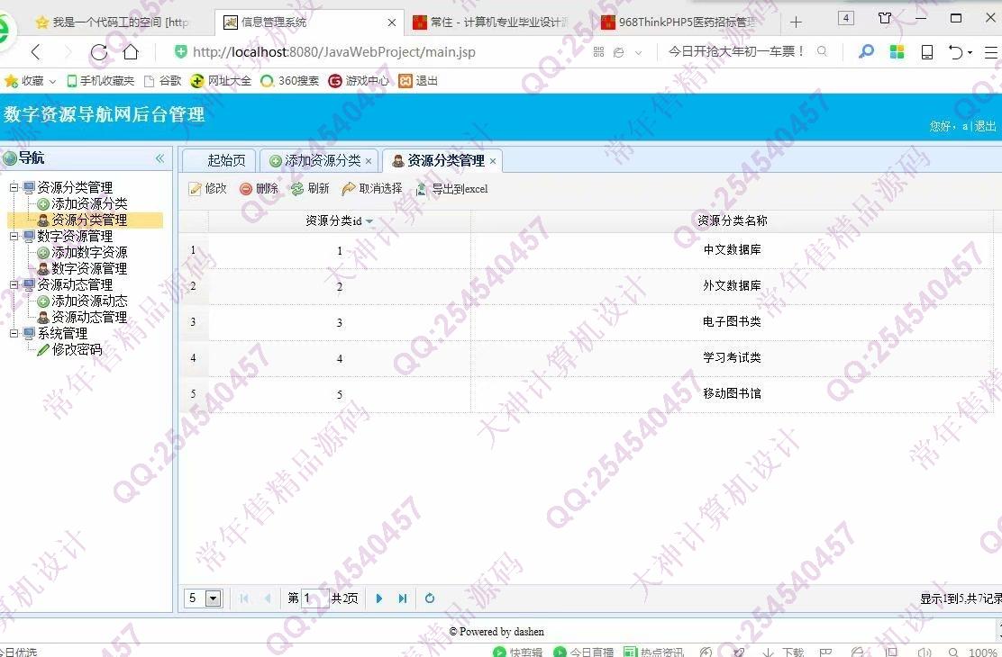 计算机源码设计实例-969大神JSP基于SSM图书馆数字资源导航网截图