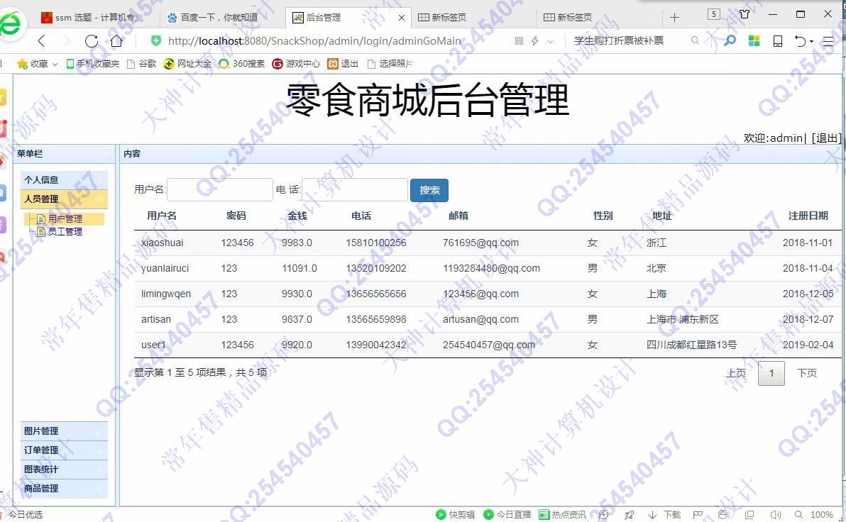 计算机源码设计实例-986JSP基于SSM零食商城购物网站设计截图