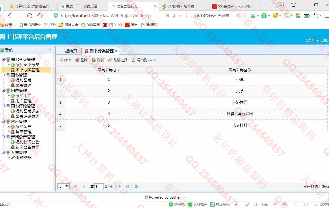 计算机源码设计实例-996大神JSP基于SSM网上书评软件平台截图