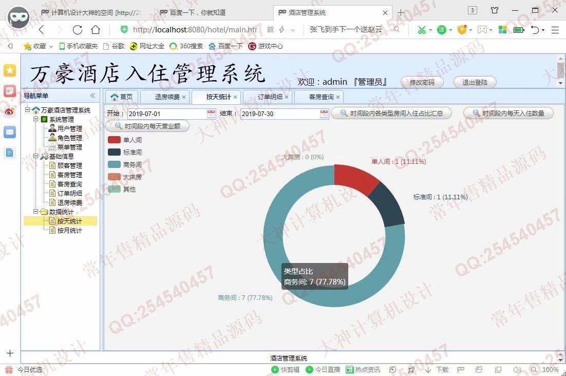 计算机源码设计实例-1037基于SSM酒店入住管理系统截图