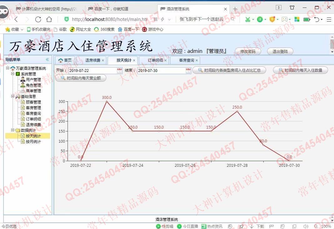 计算机源码设计实例-1037基于SSM酒店入住管理系统截图