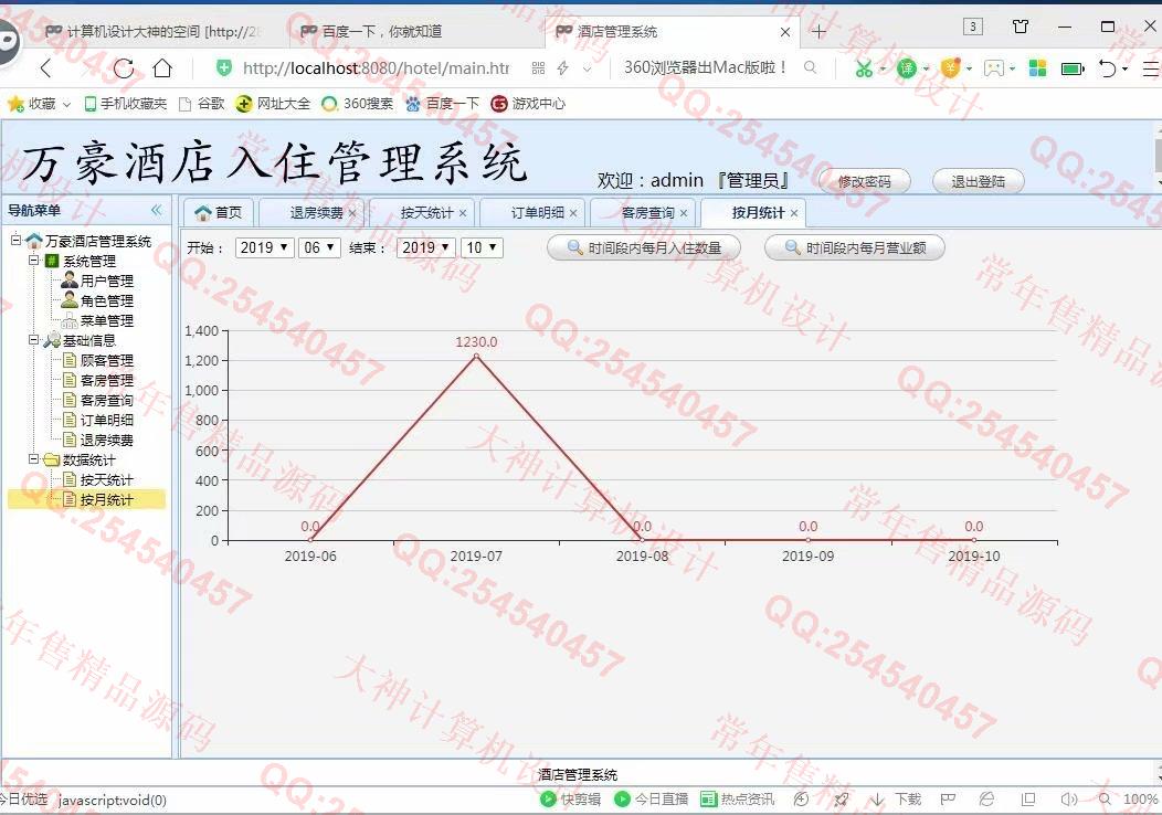 计算机源码设计实例-1037基于SSM酒店入住管理系统截图