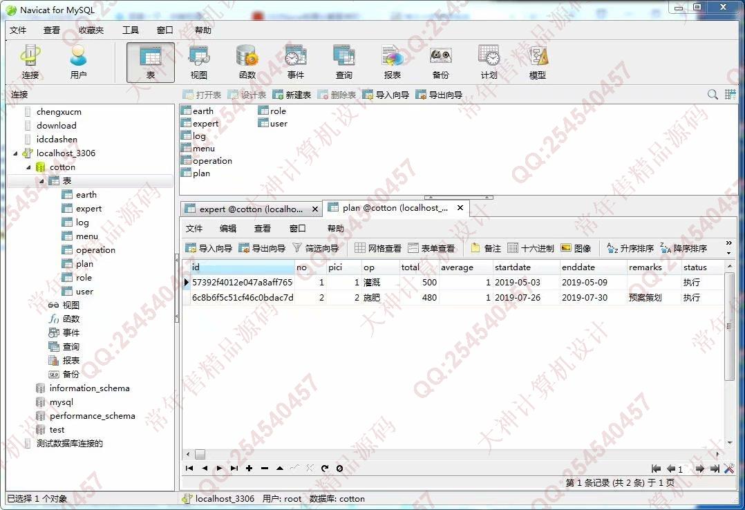 计算机源码设计实例-1040JSP基于SSM棉花水肥管理系统截图
