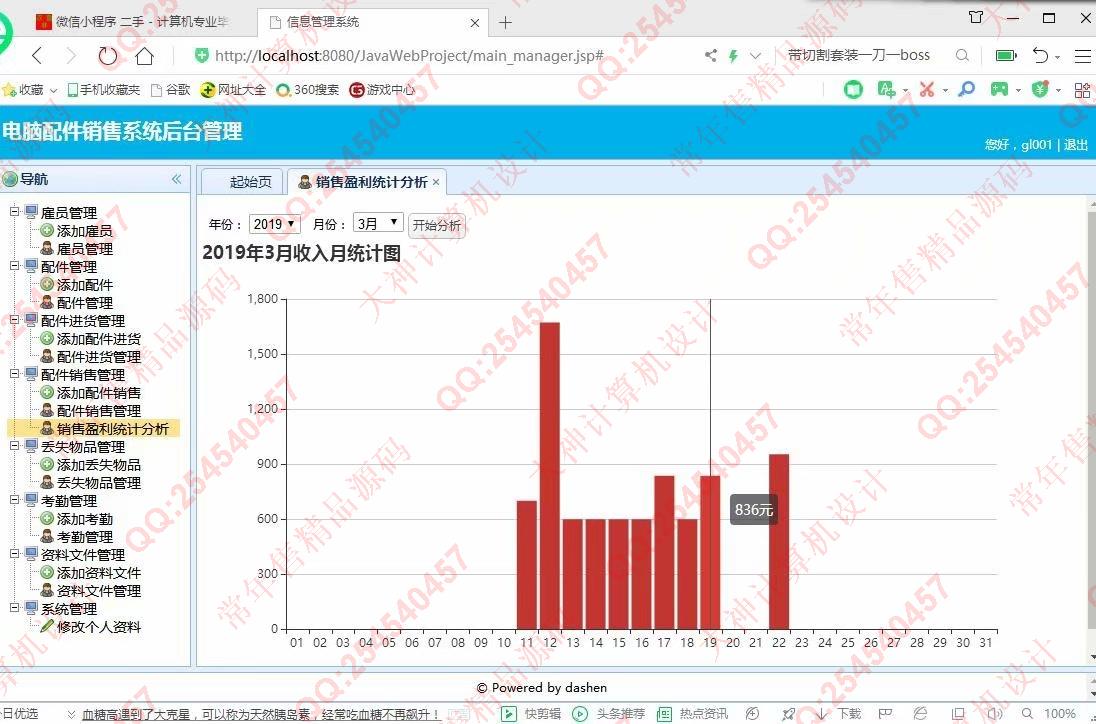 计算机源码设计实例-1085大神JSP基于SSM电脑配件销售管理系统【定制】截图