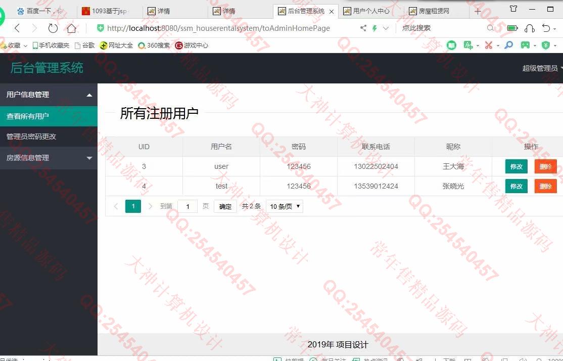 计算机源码设计实例-1094JSP基于SSM+Layui房屋出租管理系统设计截图