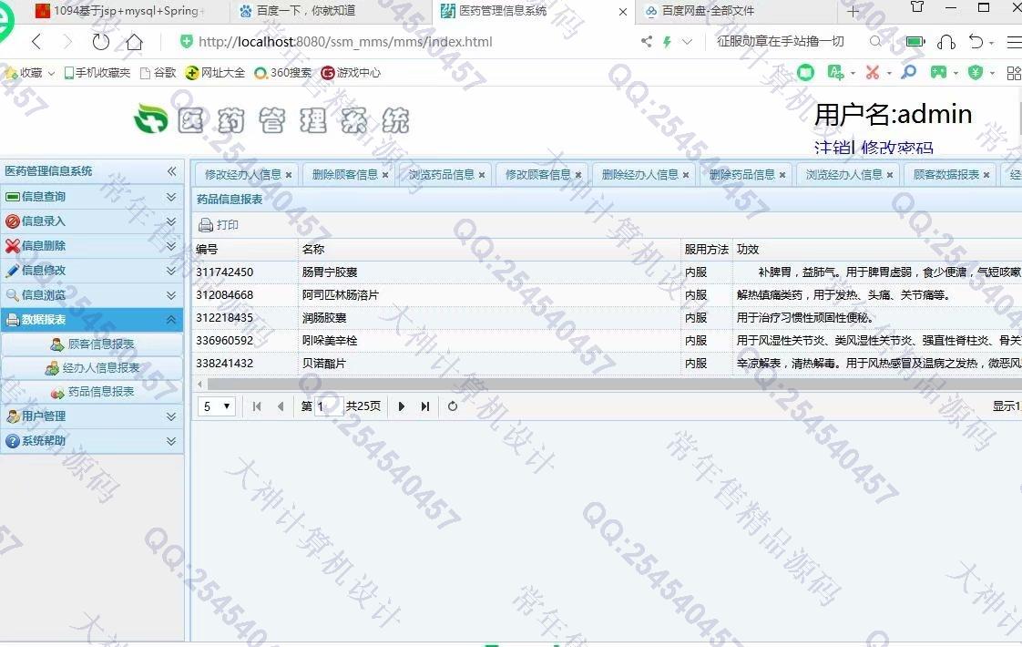 计算机源码设计实例-1100JSP基于SSM医药信息管理系统截图