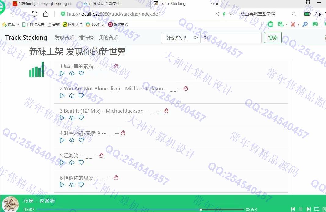 计算机源码设计实例-1101JSP基于SSM协同过滤音乐推荐管理系统设计截图