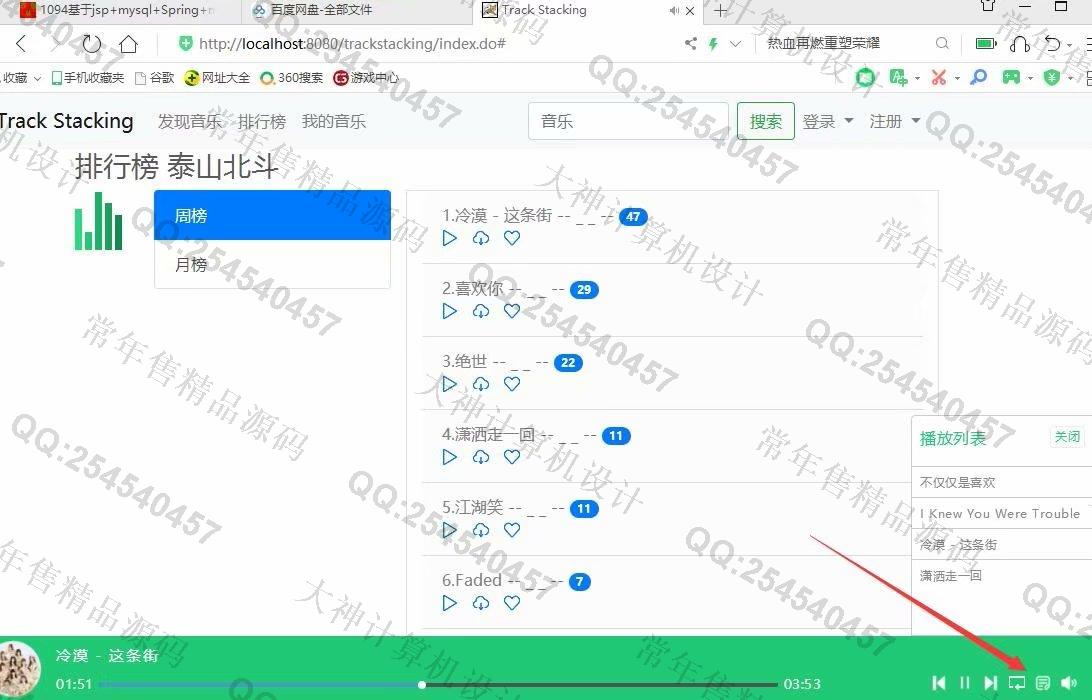 计算机源码设计实例-1101JSP基于SSM协同过滤音乐推荐管理系统设计截图
