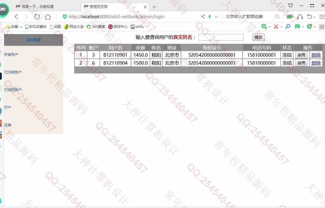 计算机源码设计实例-1134JSP基于SSH2框架网上银行管理系统截图