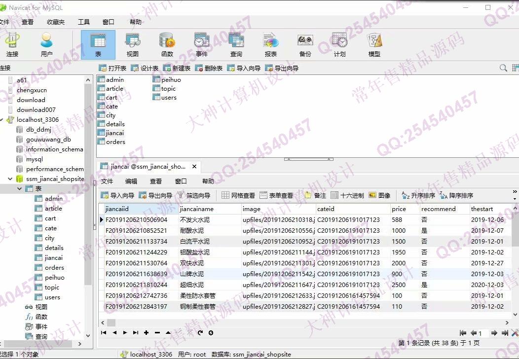 计算机源码设计实例-1141JSP基于SSM建材商城购物网站设计【带文档】截图