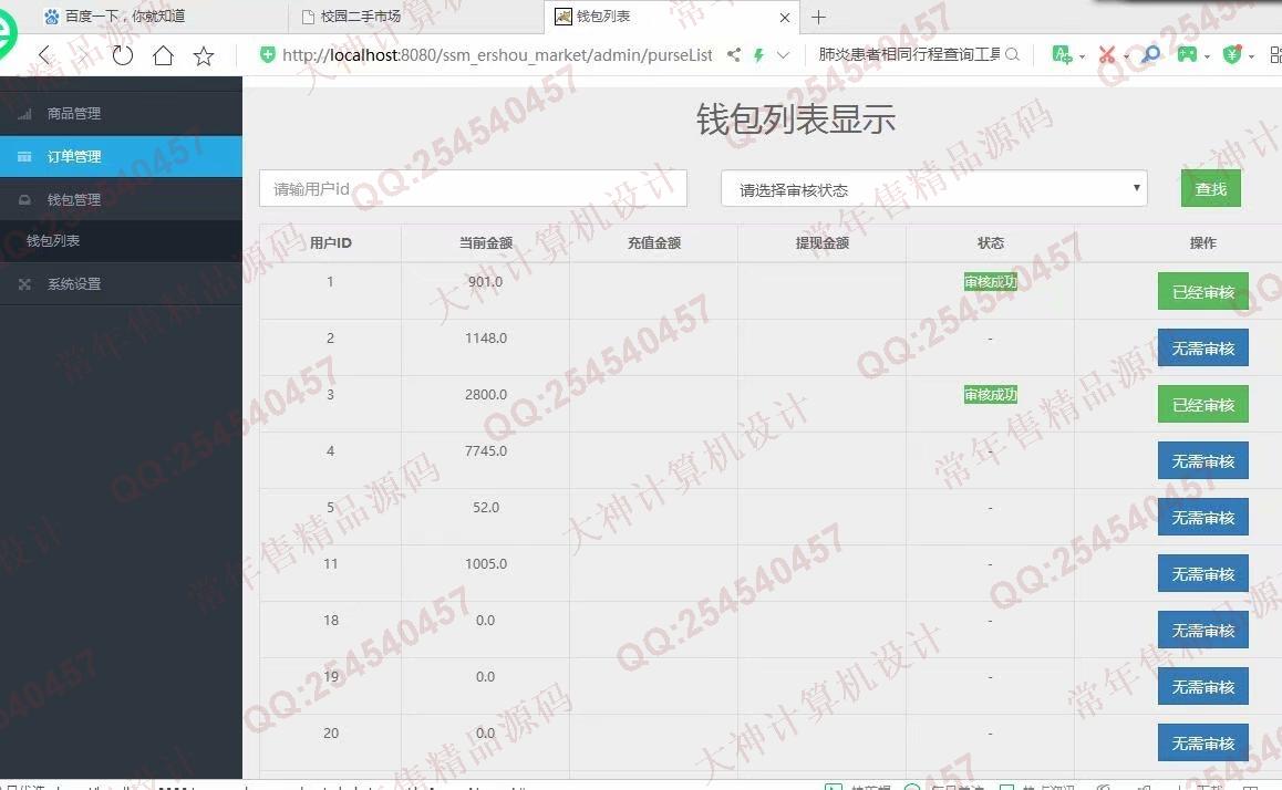 计算机源码设计实例-1143JSP基于SSM框架校园二手商城设计截图