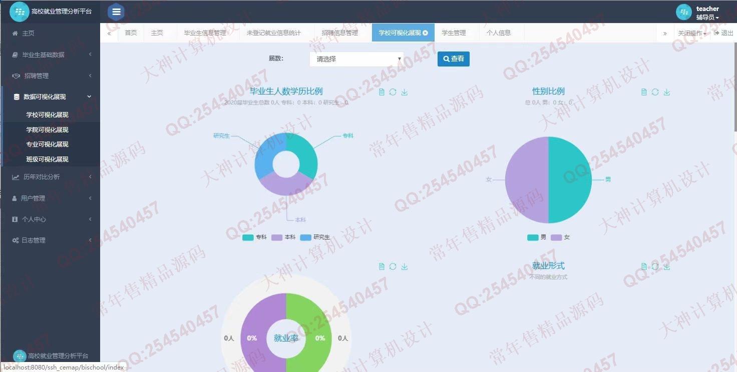 计算机源码设计实例-1164JSP基于SpringMVC和Hibernate毕业生离校就业分析管理平台截图