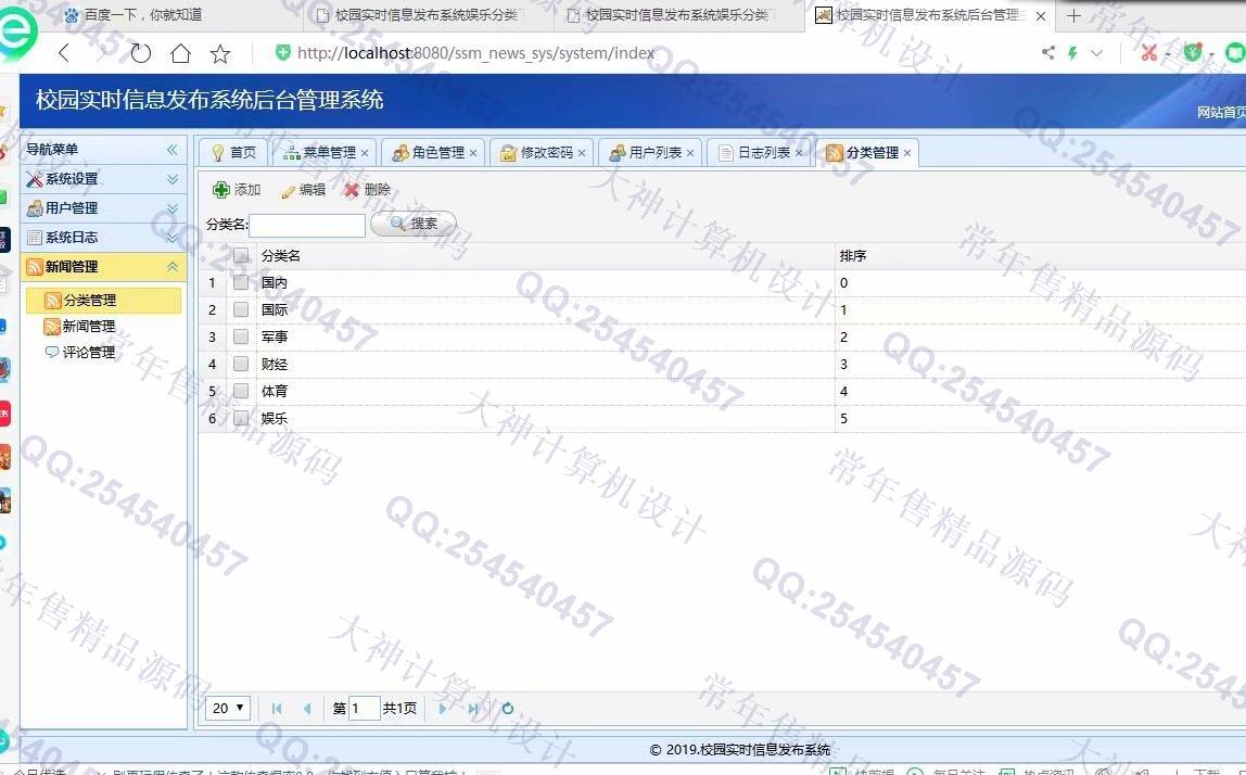计算机源码设计实例-1178JSP基于SSM带权限的手机电脑自适应新闻博客网站设计截图