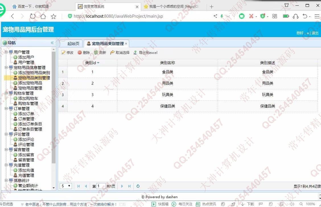 计算机源码设计实例-1193大神JSP基于SSM宠物用品购物网站设计带文档【定制】截图