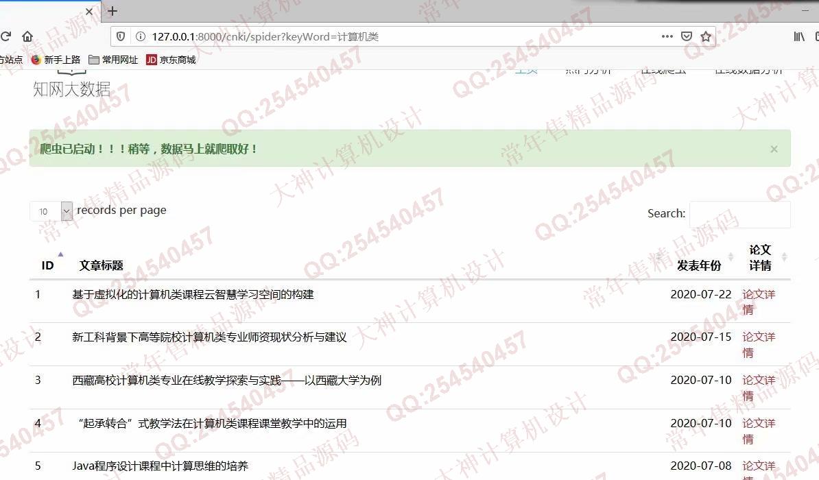 计算机源码设计实例-1227Python中国知网(cnki)爬虫及数据可视化分析设计截图