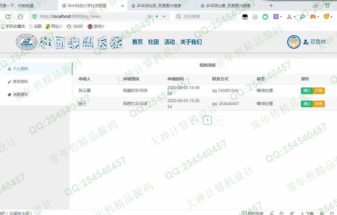 计算机源码设计实例-1247基于Vue+Springboot学生社团管理系统设计截图