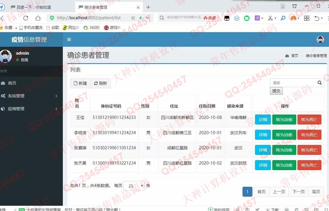 计算机源码设计实例-1249基于SpringBoot+SpringSecurity+Thymeleaf新冠疫情管理系统设计截图