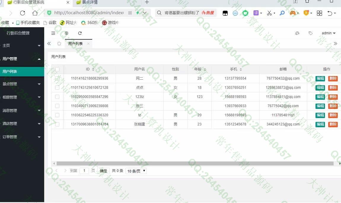 计算机源码设计实例-1250基于Springboot+Thymeleaf旅游景点酒店预订网站截图