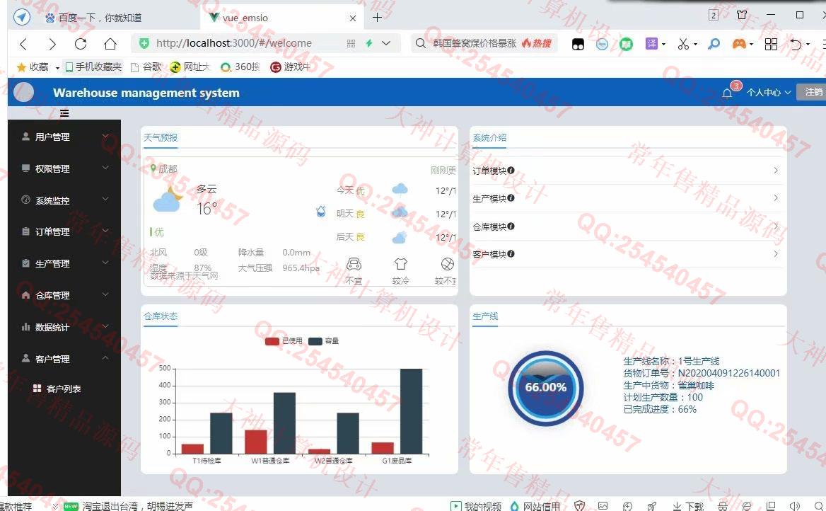 计算机源码设计实例-1251基于Vue+Springboot+SpringSecurity订单生产仓库管理系统截图