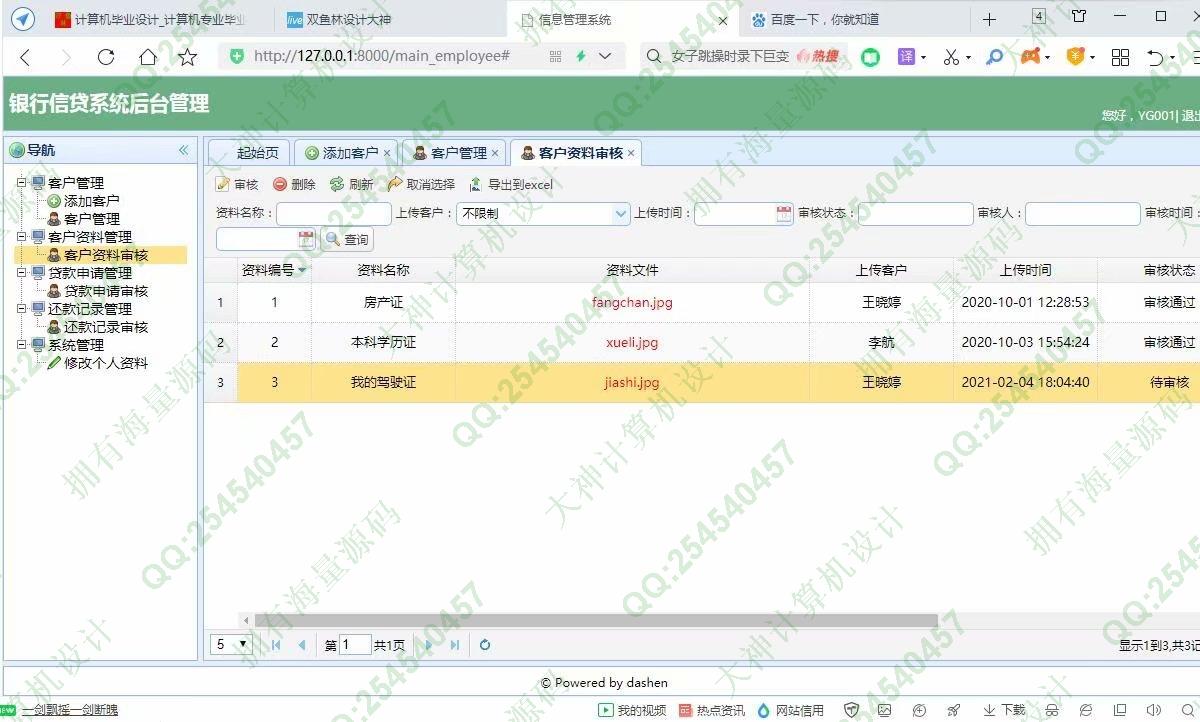 计算机源码设计实例-1270大神基于Django银行信贷管理系统设计截图