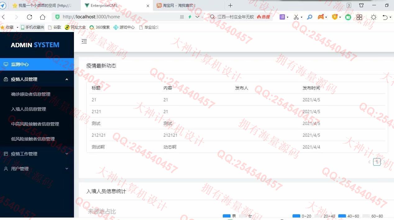 计算机源码设计实例-1294基于Idea开发Springboot+Vue疫情防控管理系统截图
