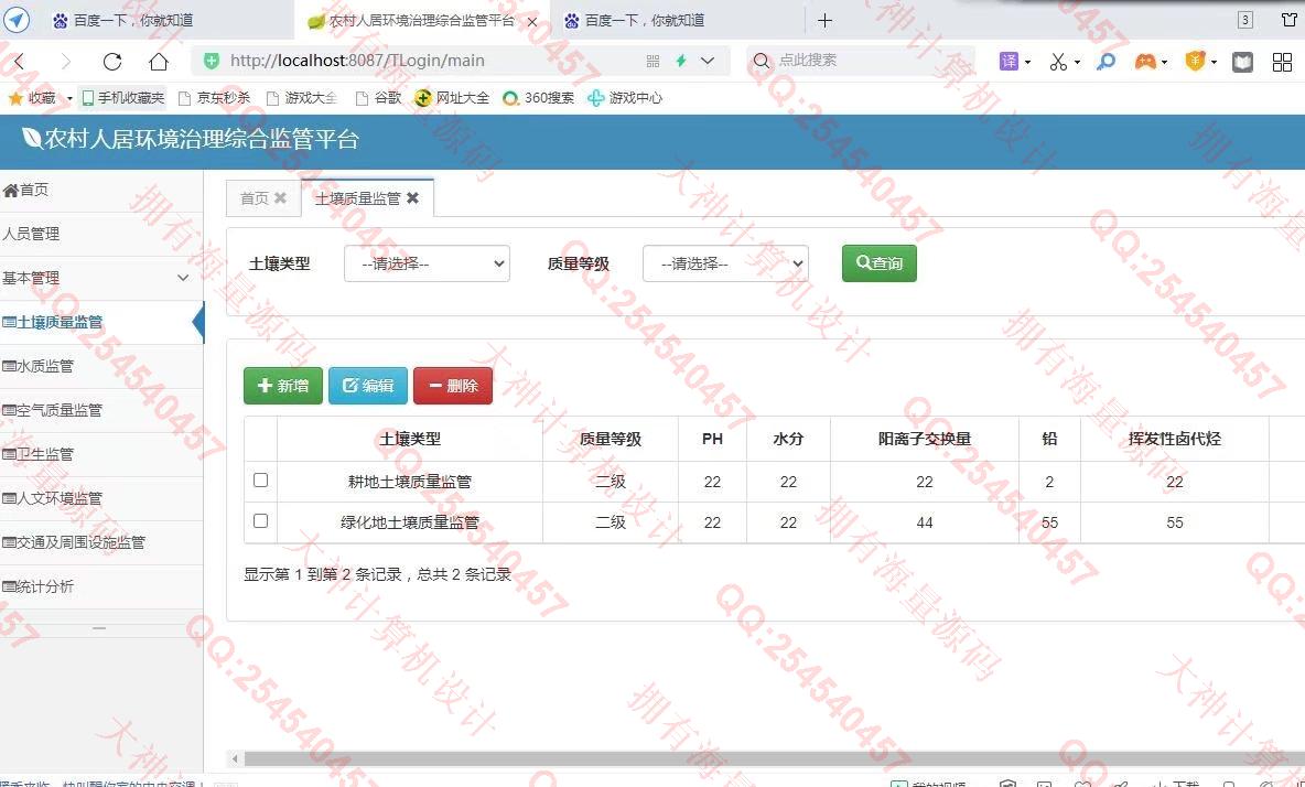 计算机源码设计实例-1308基于Springboot农村人居环境治理综合监管平台设计截图