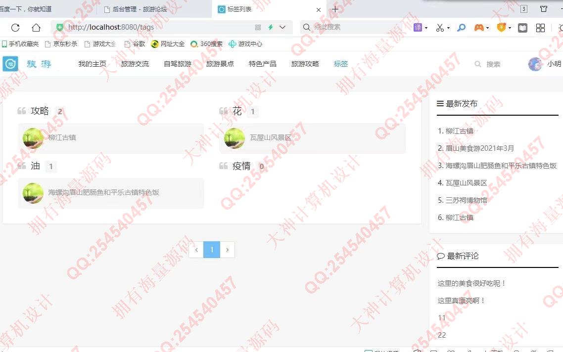 计算机源码设计实例-1309基于Springboot+FreeMarker旅游景点交流论坛网设计截图