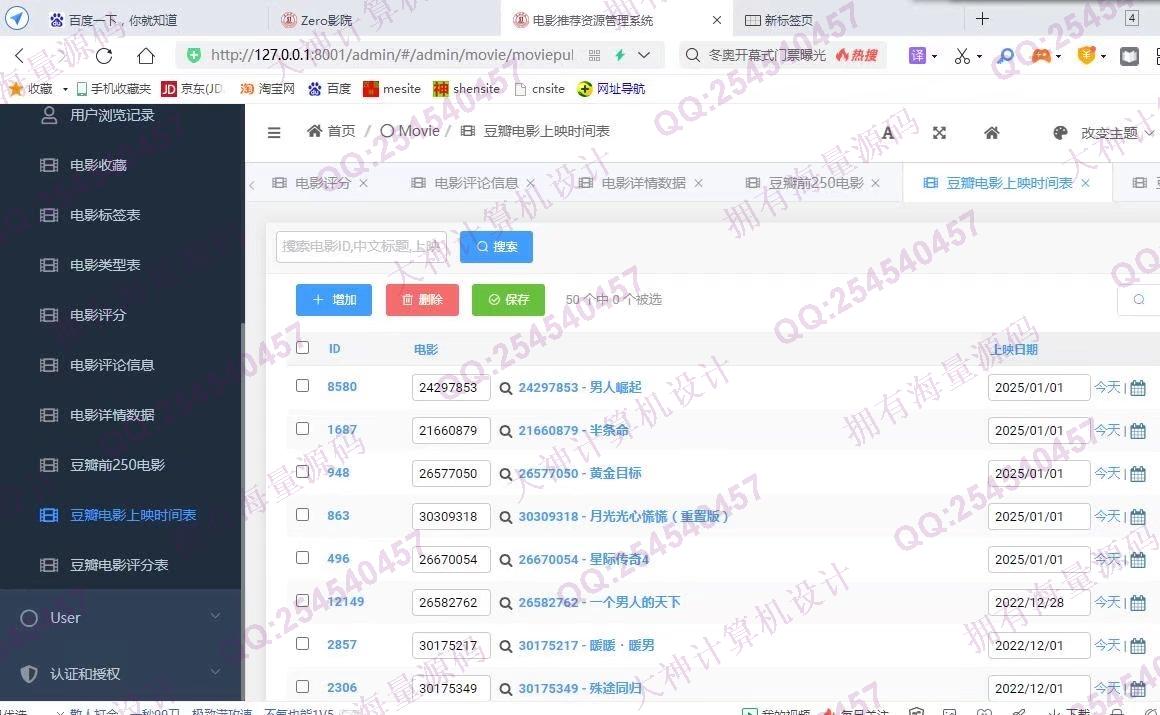 计算机源码设计实例-1333Python+Spark+Hadoop大数据基于用户画像电影推荐系统设计截图