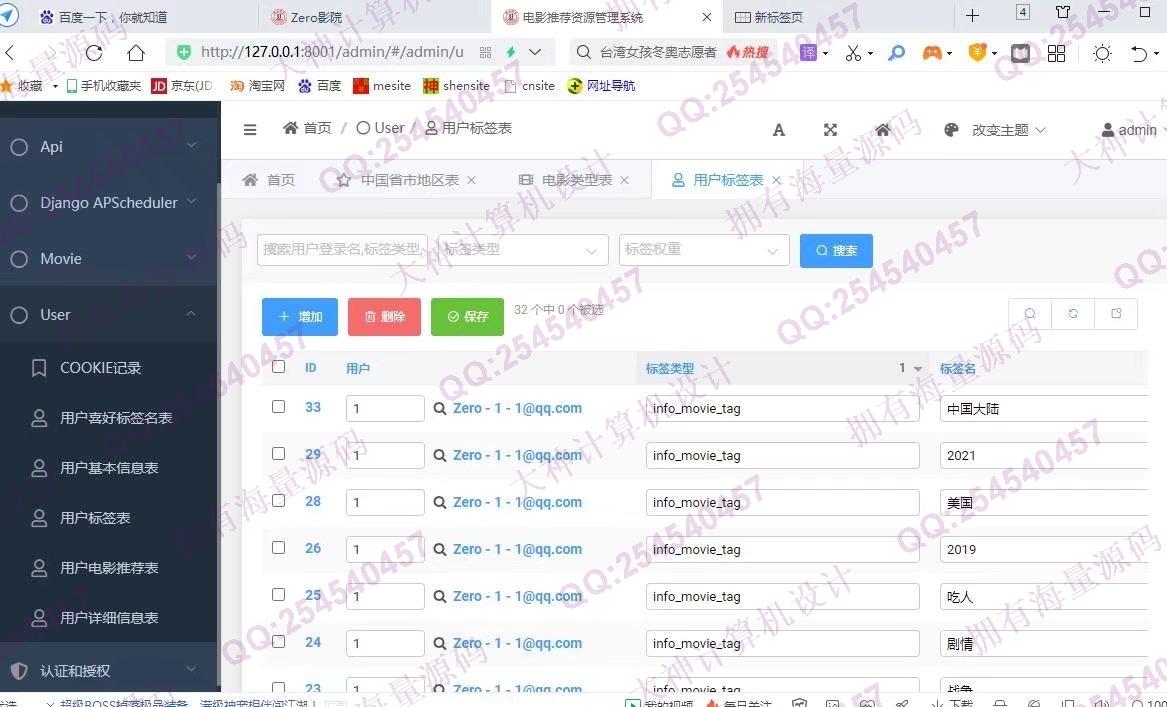 计算机源码设计实例-1333Python+Spark+Hadoop大数据基于用户画像电影推荐系统设计截图