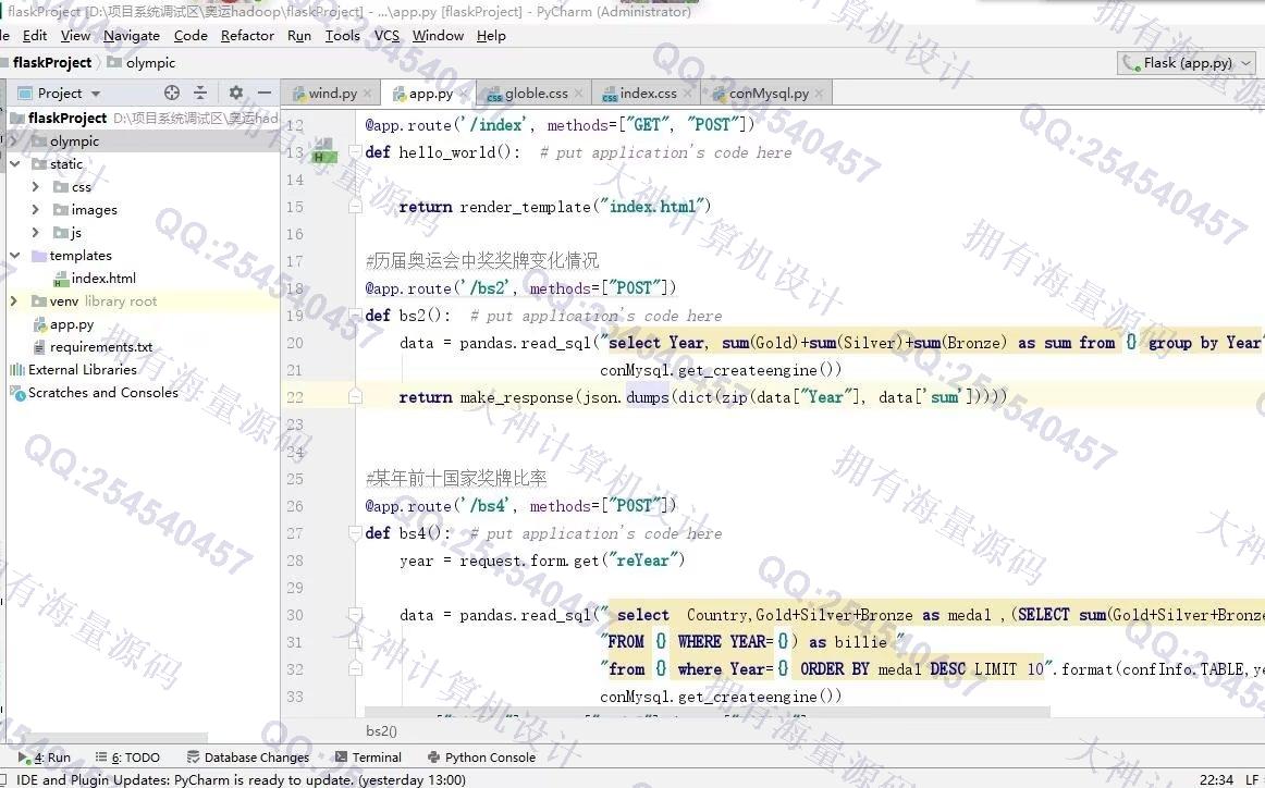 计算机源码设计实例-1341基于Hadoop/Spark奥运会奖牌变化大数据分析实现带文档截图