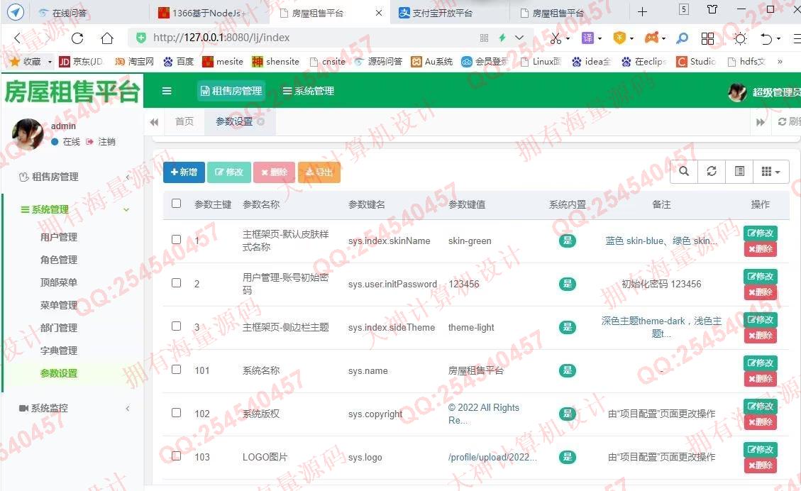 计算机源码设计实例-1367基于Springboot房屋租赁销售平台网站设计带支付宝接口截图
