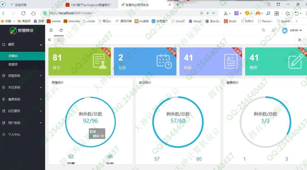 计算机源码设计实例-1368基于Springboot+LayUI前后端分离小区物业管理系统截图