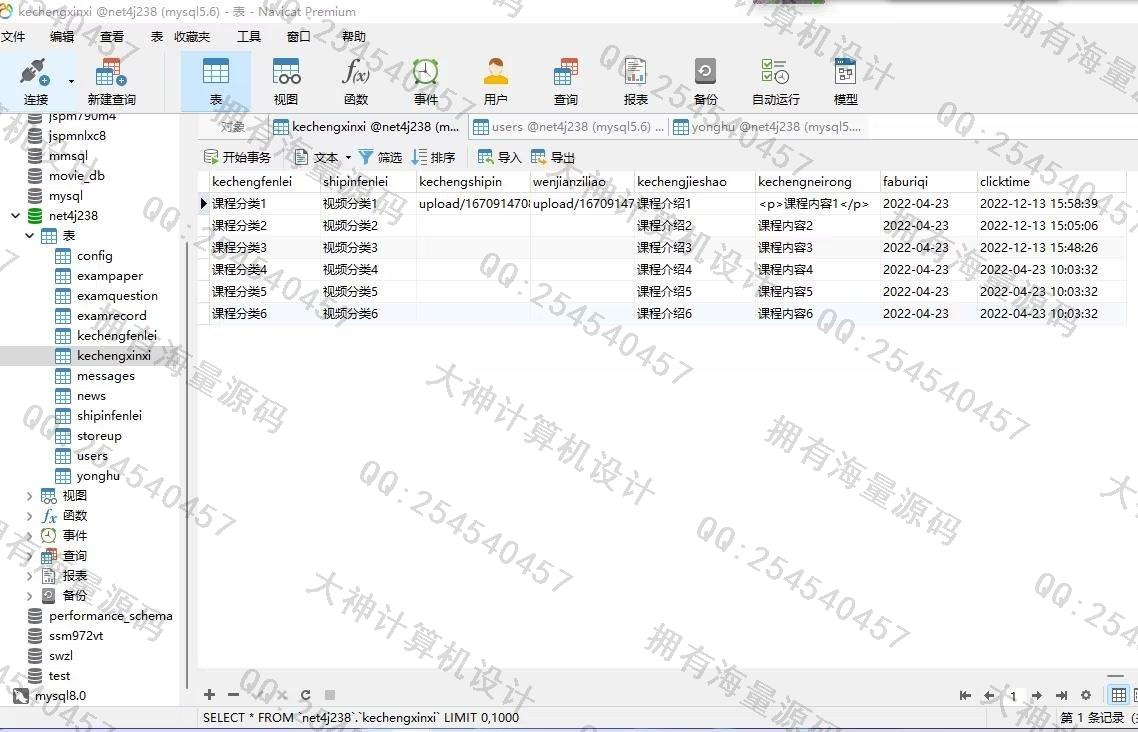 计算机源码设计实例-1403asp.net+mysql基于MVC精品课程教学辅助系统截图