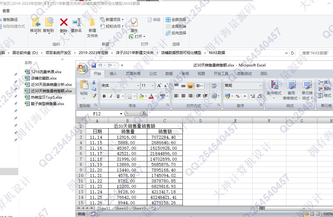 计算机源码设计实例-1419基于NIKE天猫店铺数据大屏可视化分析截图