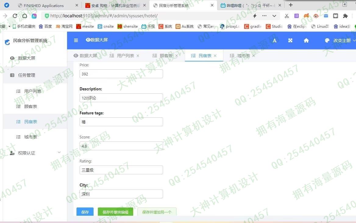 计算机源码设计实例-1443基于Hive大数据分析民宿酒店分析大屏展示设计 截图