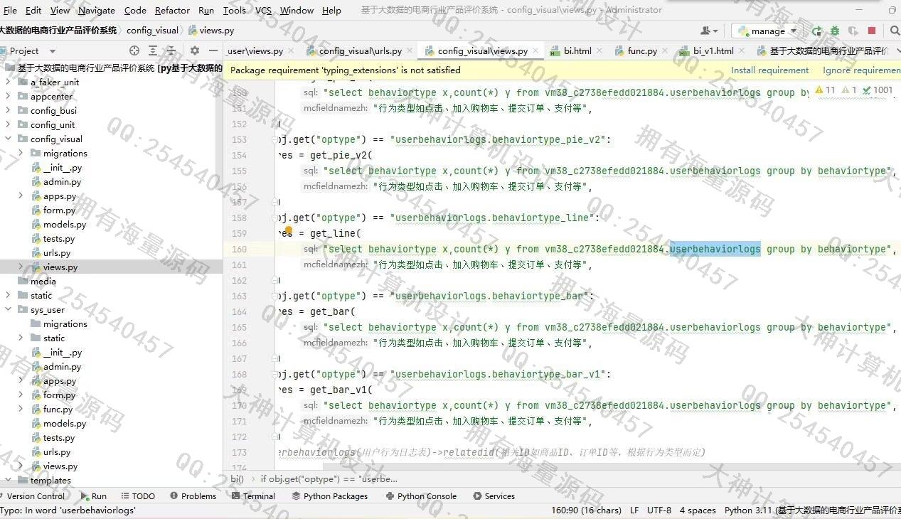计算机源码设计实例-1446基于python电商行业产品评价用户行为可视化大屏分析截图