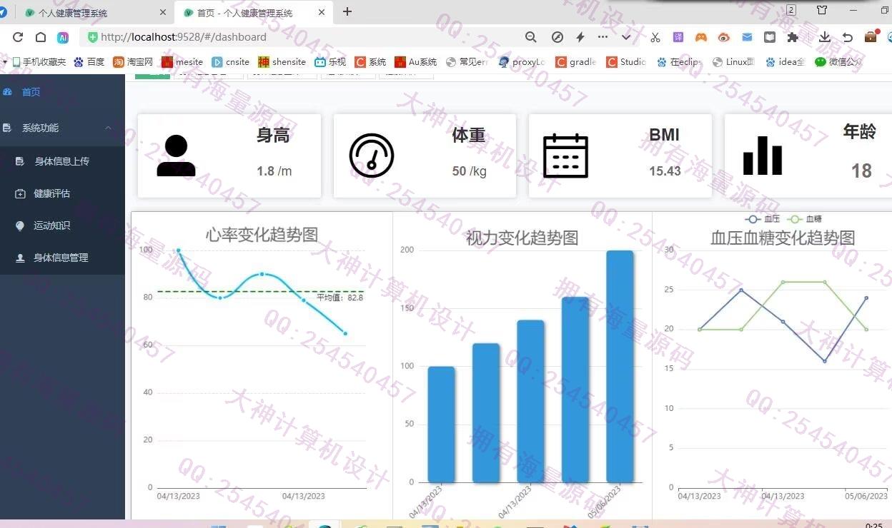 计算机源码设计实例-1460基于Springboot+Vue的个人健康管理系统设计截图