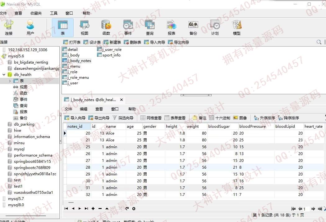 计算机源码设计实例-1460基于Springboot+Vue的个人健康管理系统设计截图