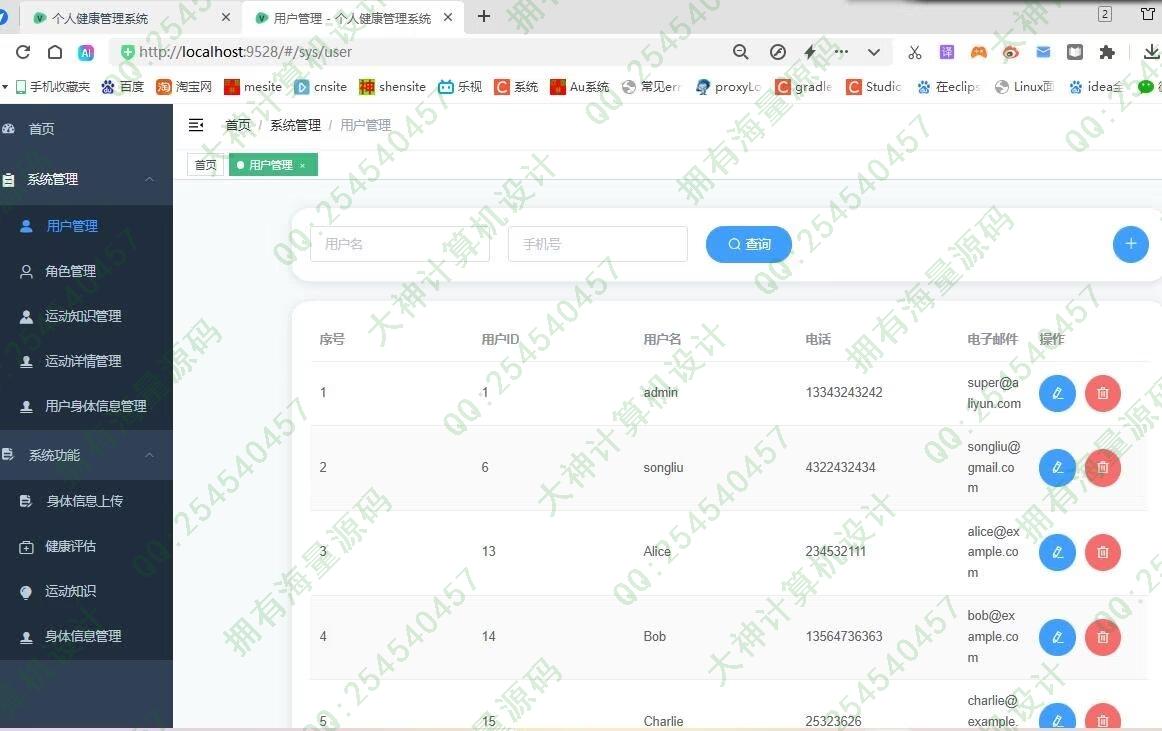计算机源码设计实例-1460基于Springboot+Vue的个人健康管理系统设计截图