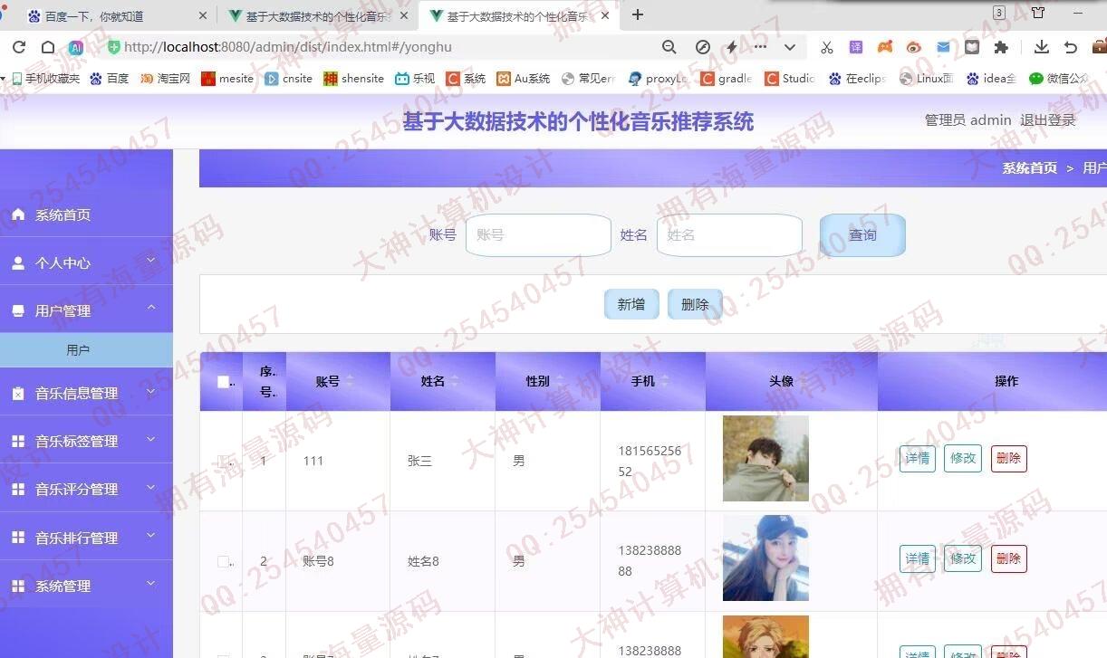 计算机源码设计实例-1463基于Python大数据个性化音乐推荐系统在线音乐网站设计截图