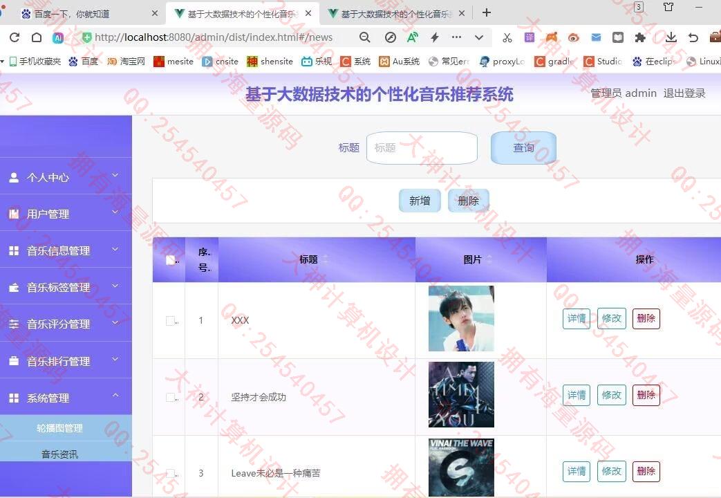 计算机源码设计实例-1463基于Python大数据个性化音乐推荐系统在线音乐网站设计截图