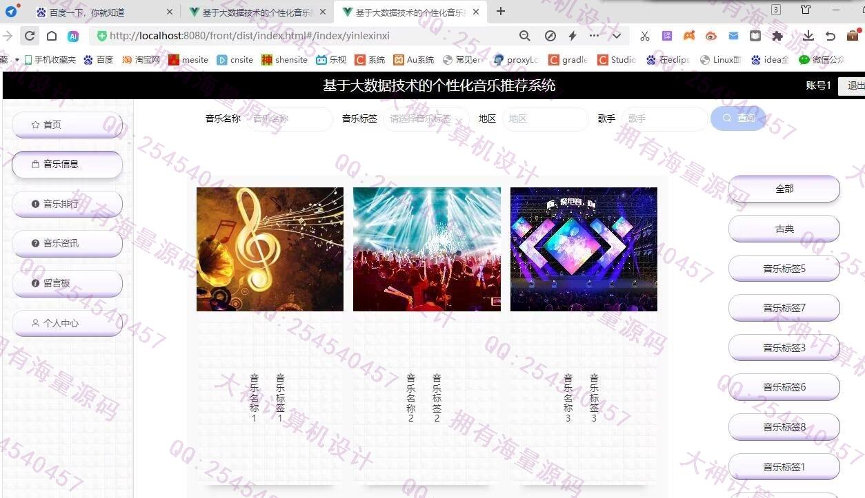 计算机源码设计实例-1463基于Python大数据个性化音乐推荐系统在线音乐网站设计截图
