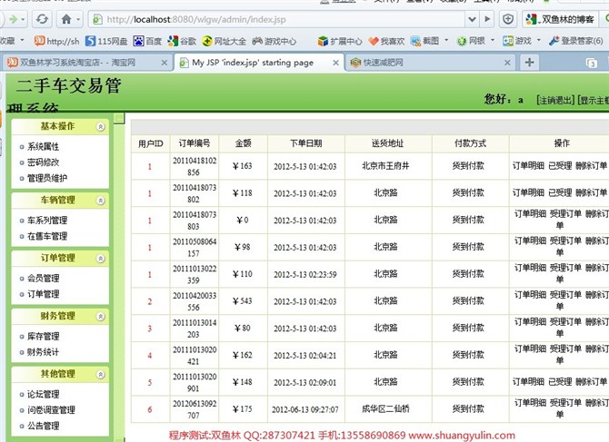 计算机源码设计实例-JSP036二手车汽车销售交易网站系统【SSH2】截图