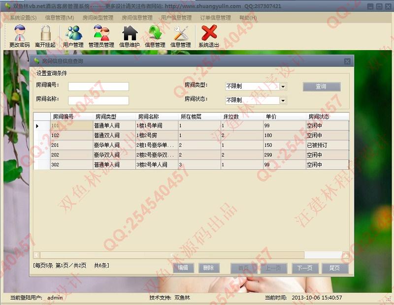 计算机源码设计实例-442大神vb.net基于winform酒店客房预订管理系统截图